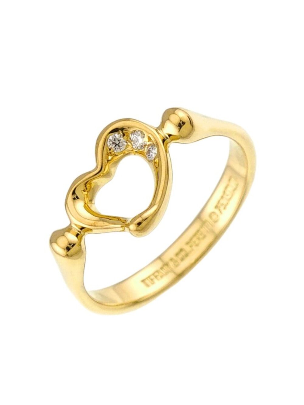 Tiffany & Co Open Heart Ring Diamond 18K Yellow Gold